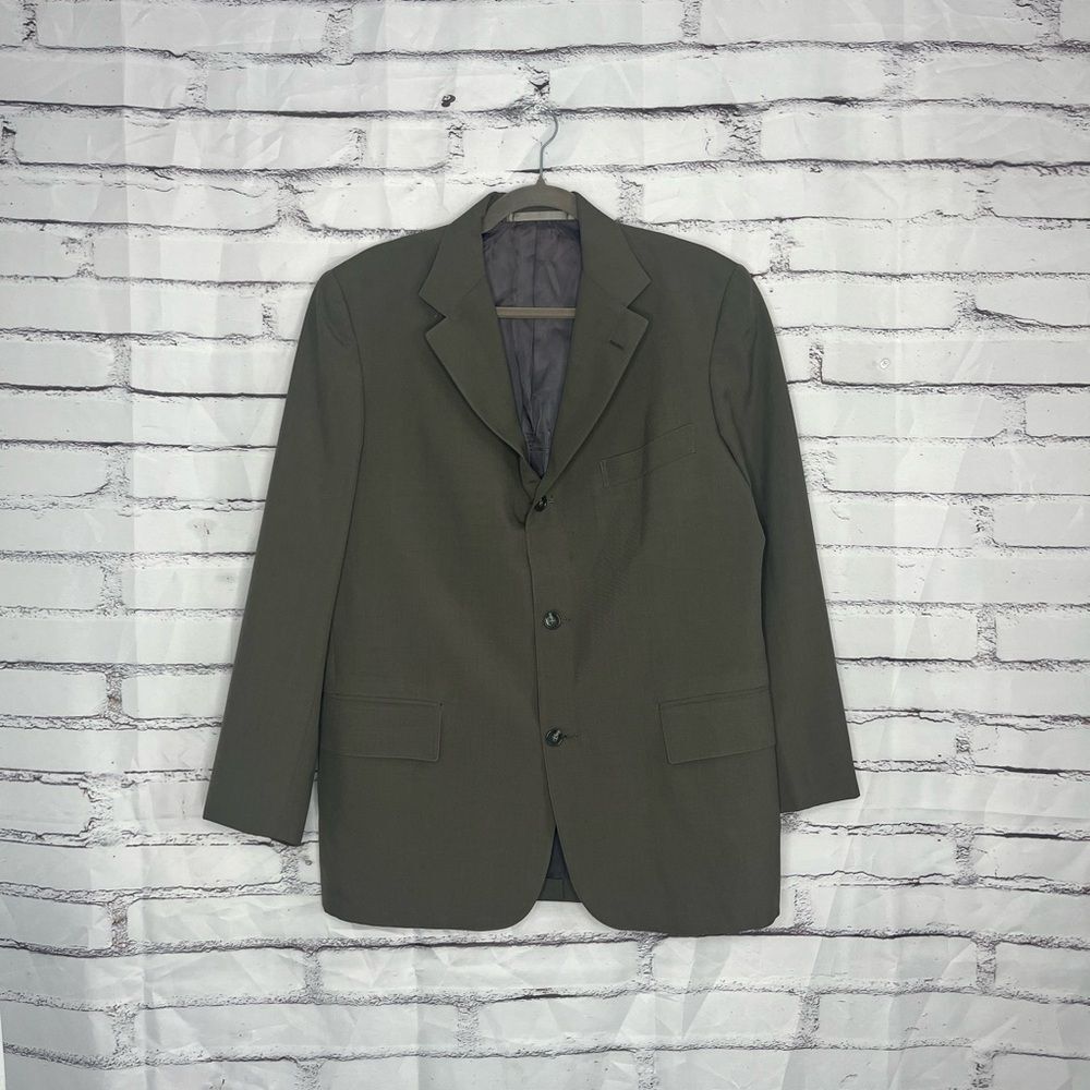 J. Press Vintage 80-90s Wool-Cashmere Blazer Sports Coat 40R Olive Charcoal Ivy